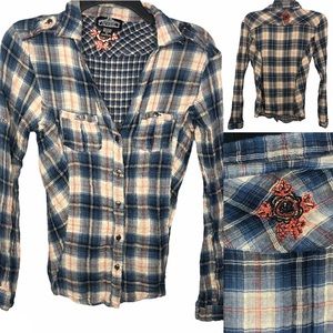 Plaid Button-Up Shirt